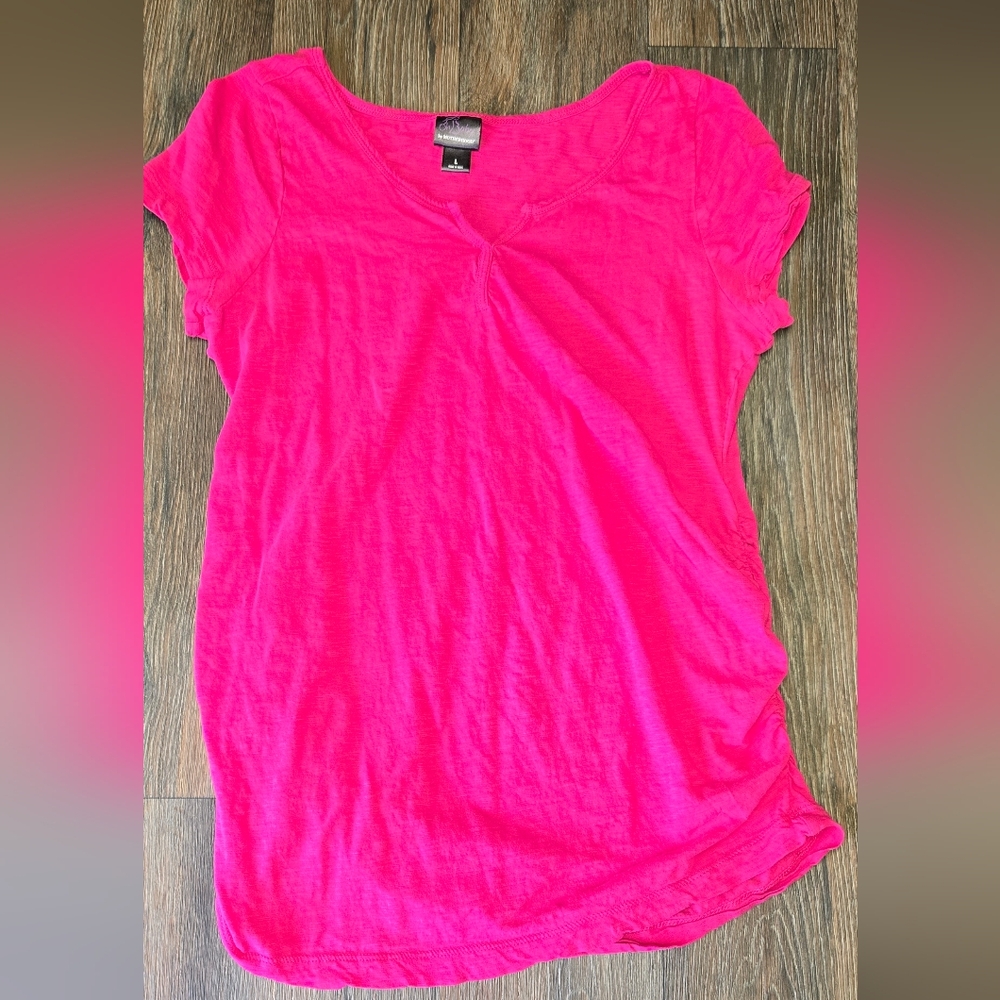 Oh Baby Maternity Pink Short Sleeve Shirt Womans Size Large